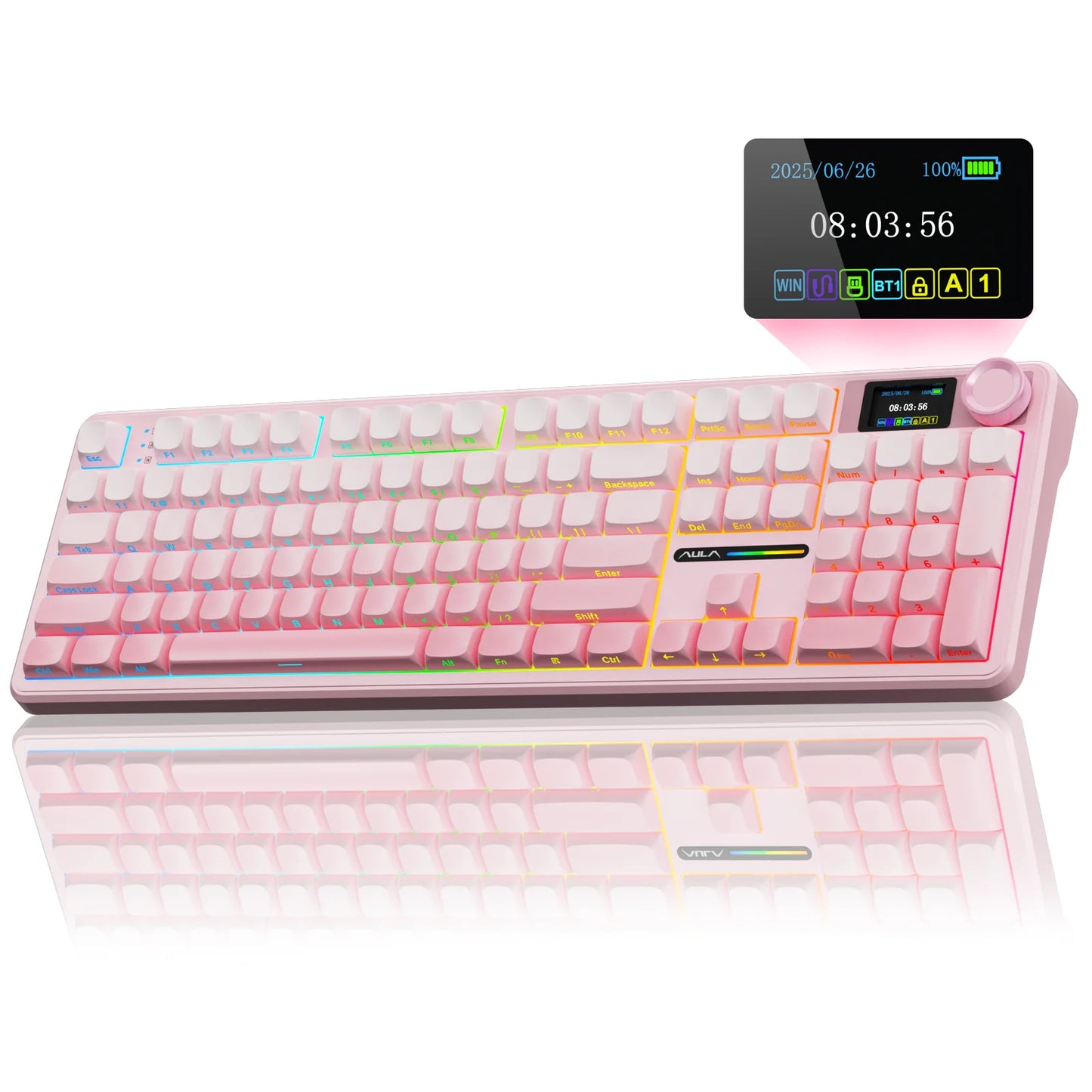AULA F108 Pro Wireless Bluetooth Macro Gaming Keyboard TFT Display