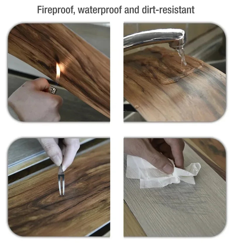 PVC Wood Grain Floor Sticker Set Self-Adhesive Waterproof