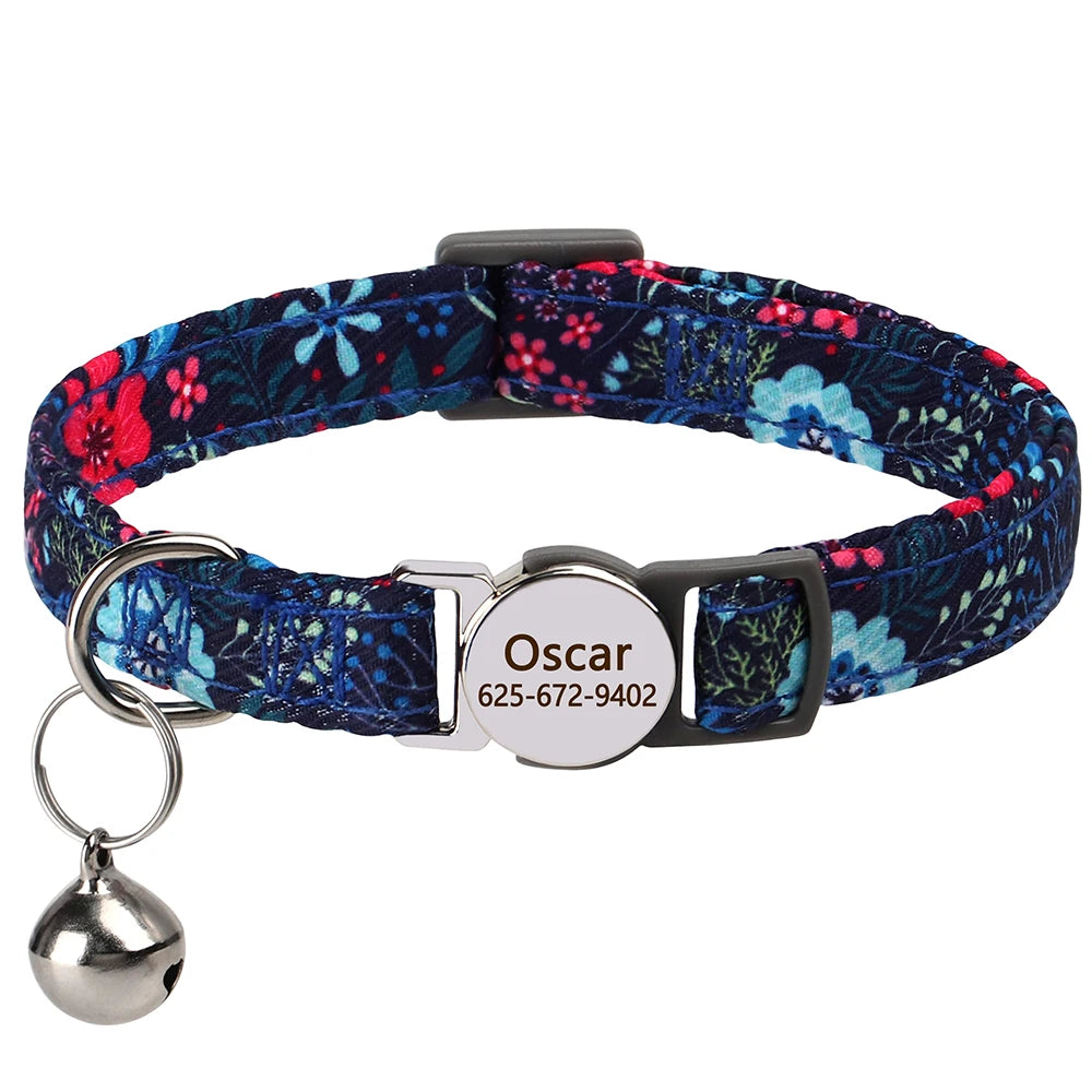 Personalized Cat And Small Dog Adjustable Collar With Engraved Name