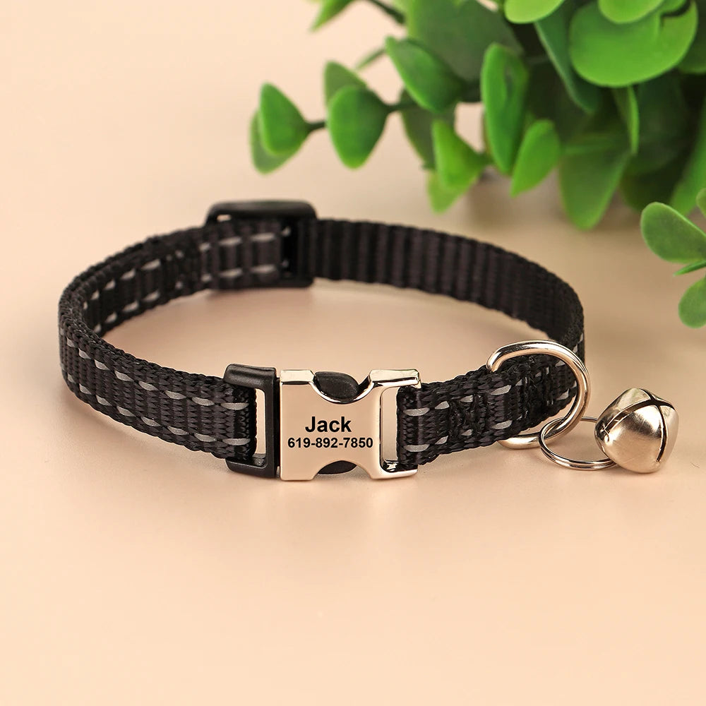 Personalized Cat And Small Dog Adjustable Collar With Engraved Name