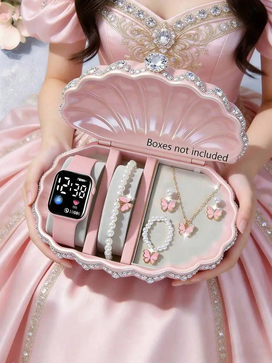 Smart Led Digital Display Watch For Women With Heart Rate Monitor Step Counter