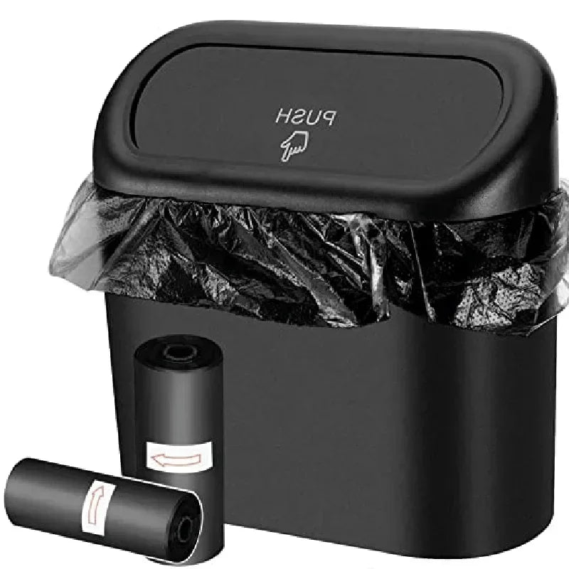 Car Trash Can With Lid Includes 60 Garbage Bags Leakproof Compact