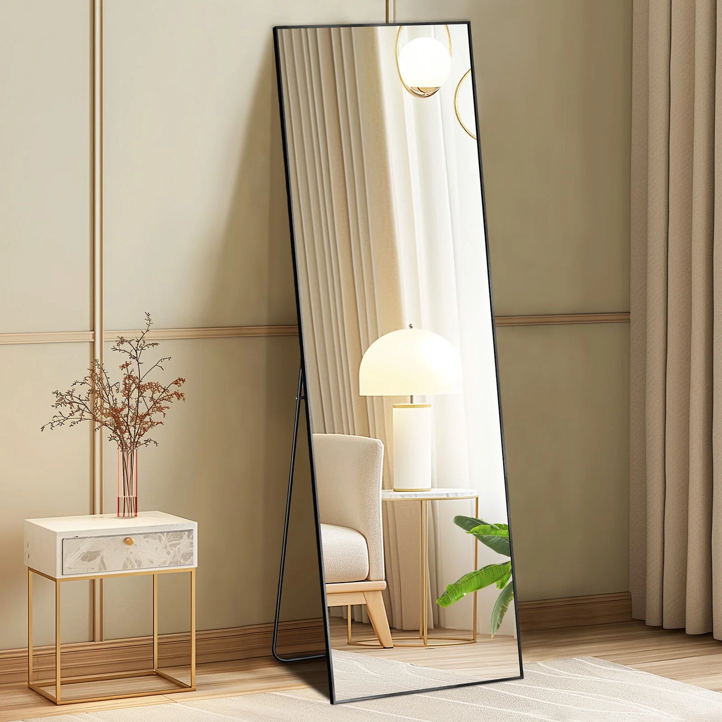 JHK Body Wall Mirror With Aluminum Frame For Living Room