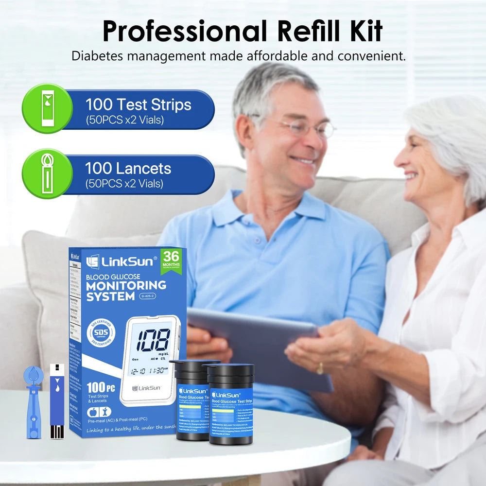 Linksun Blood Glucose Meter G4253 Glucometer Diabetes Tester Kit
