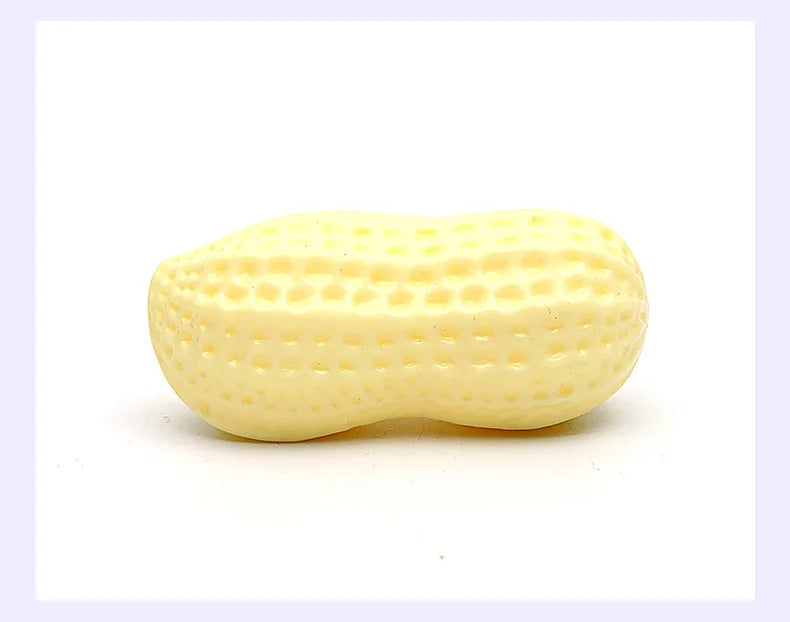 Dog Peanut Shaped Chew Toy Squeaker Rubber Teething Toy