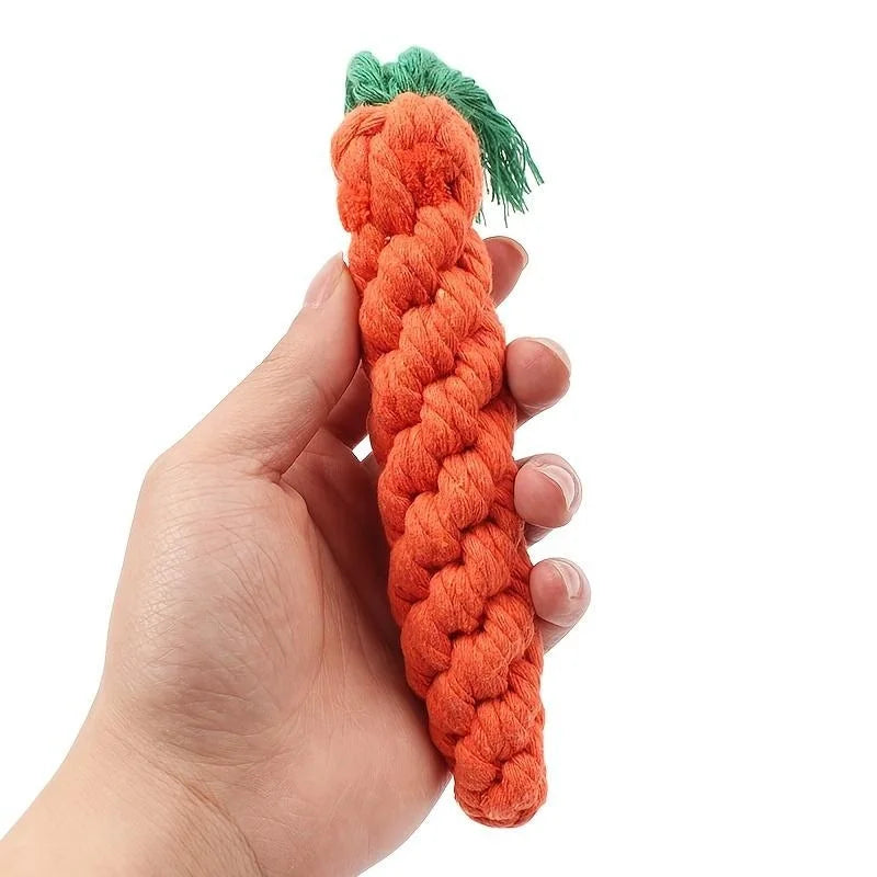 Pet Knot Carrot Shape Cotton Rope Chew Toy For Pets