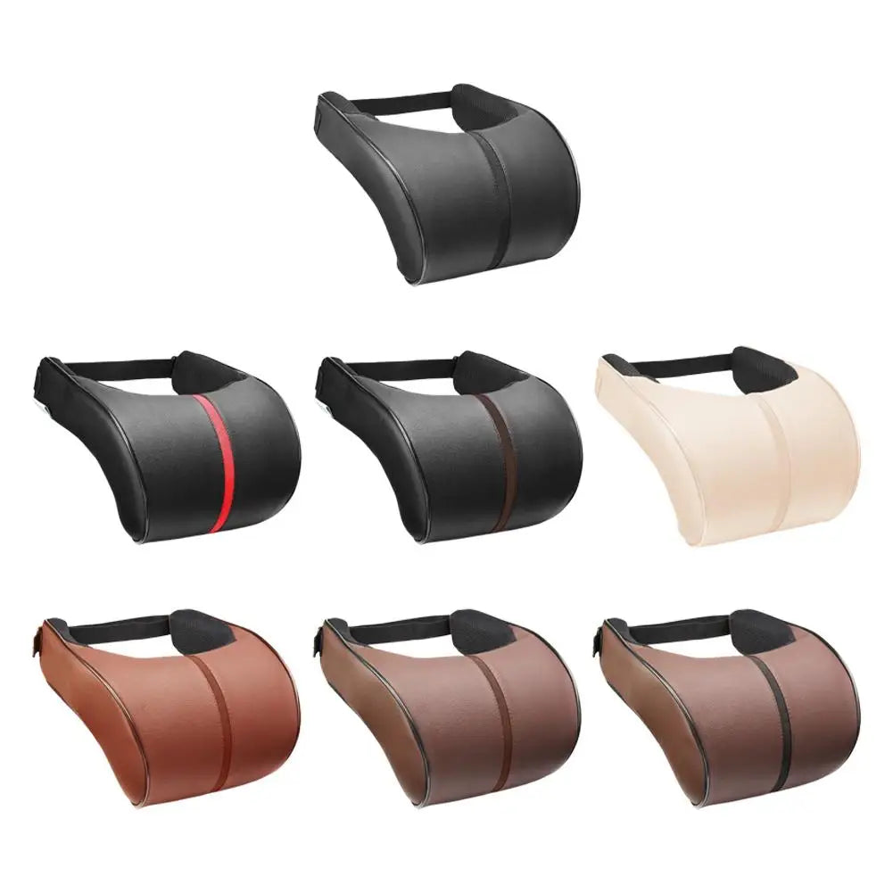 Adjustable Breathable Car Headrest Memory Cotton Cushion Leather Neck Pillow