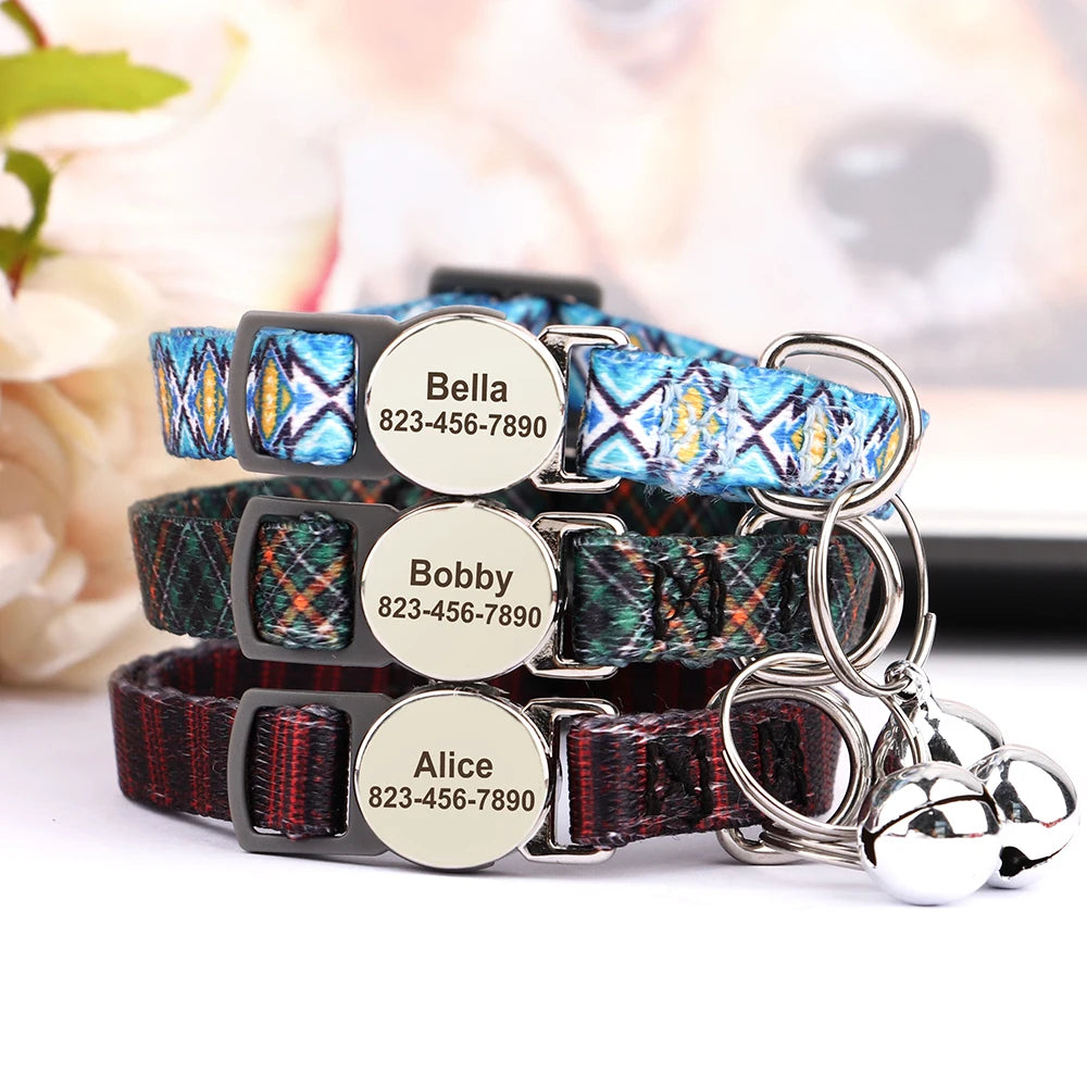 Personalized Cat And Small Dog Adjustable Collar With Engraved Name