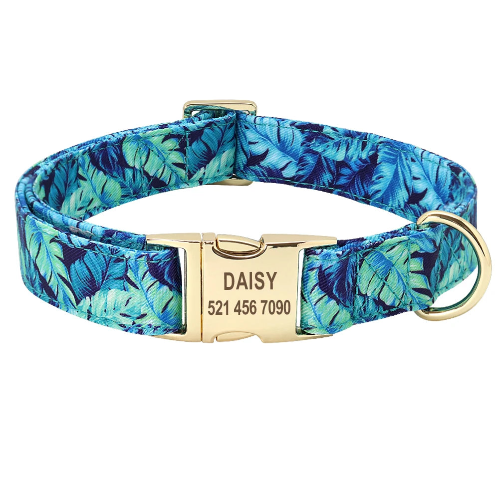 Pet Artist CN Personalized Dog Collar Leash Set Engraved Nameplate