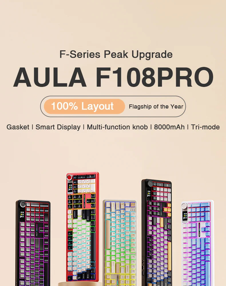 AULA F108 Pro Wireless Keyboard With TFT Smart Display