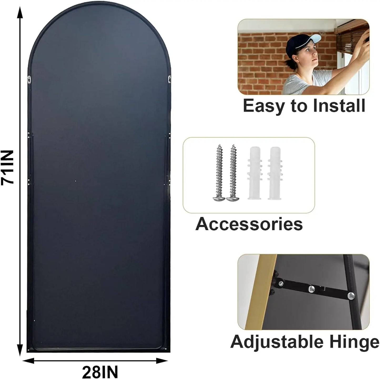 HARRITPURE Full Length Mirror With Aluminum Frame For Living Room