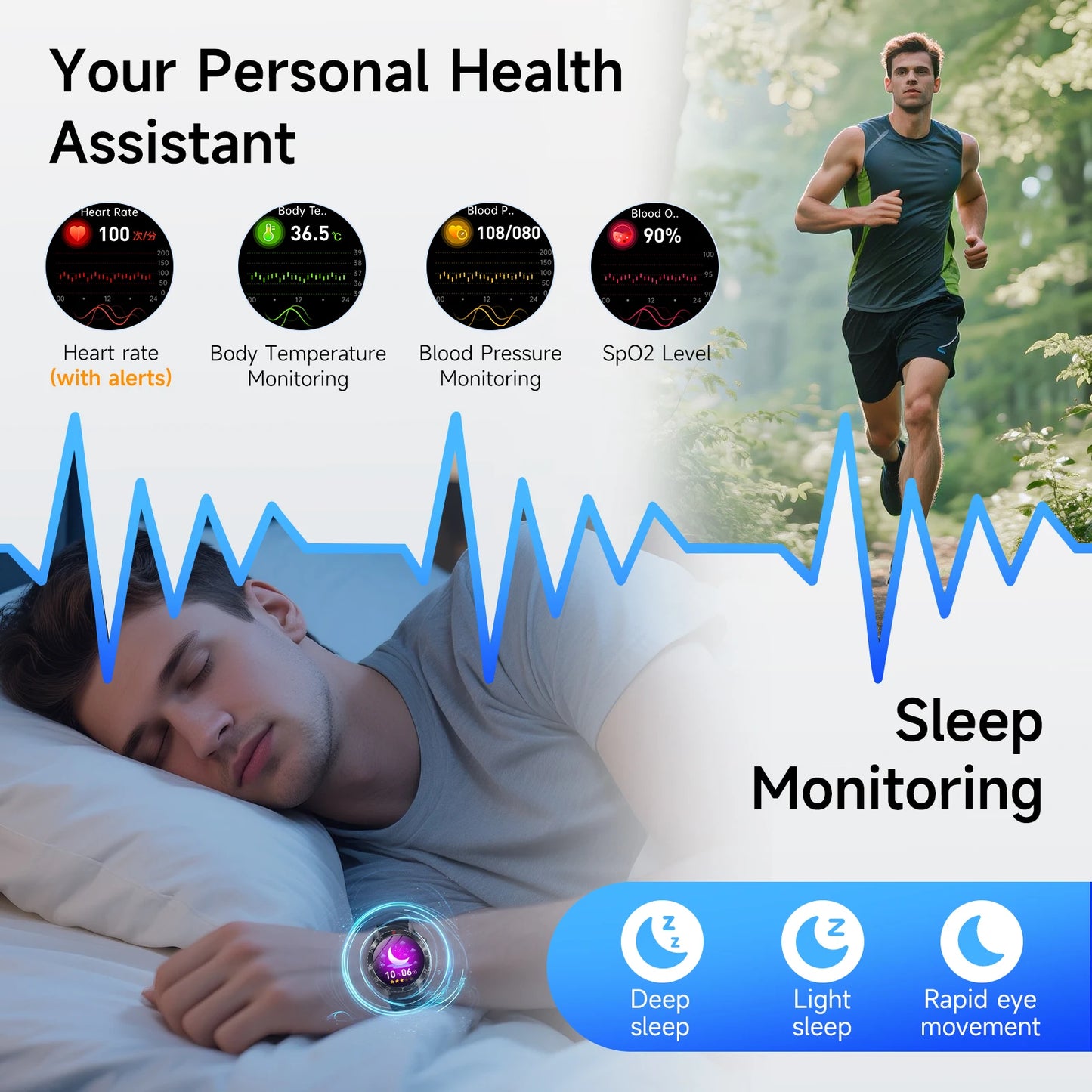 AI Health ECG PPG Smartwatch Blood Pressure Bluetooth Calling Women