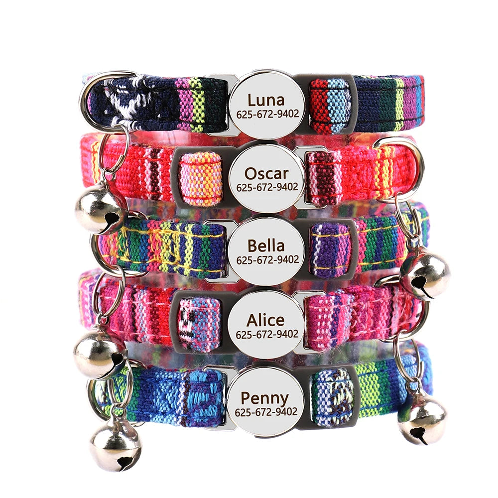 Personalized Cat And Small Dog Adjustable Collar With Engraved Name