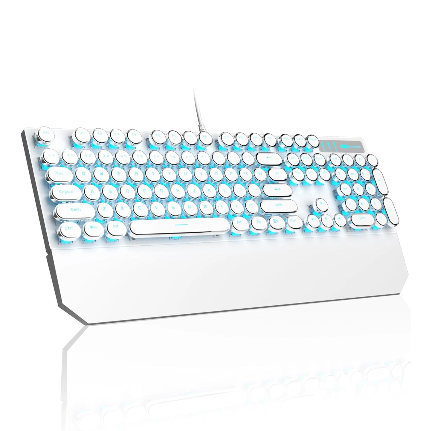 MageGee Typewriter Mechanical Gaming Keyboard With Retro Round Keycaps