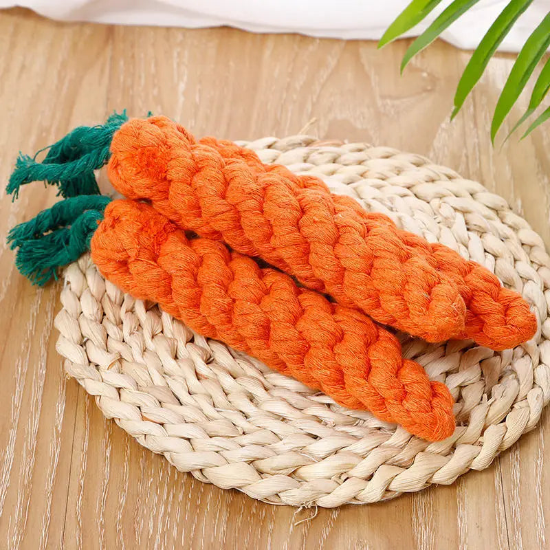 Pet Knot Carrot Shape Cotton Rope Chew Toy For Pets