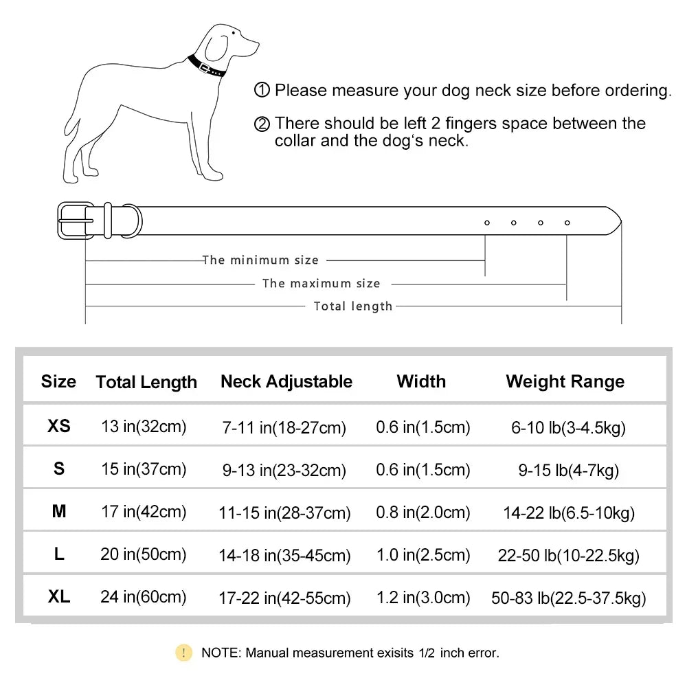 PU Leather Nameplate Dog Collar With Free Engraving Adjustable Padded