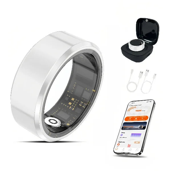 Casatelier White Ceramic Smart Ring Tracks SpO2, Heart Rate, Sleep