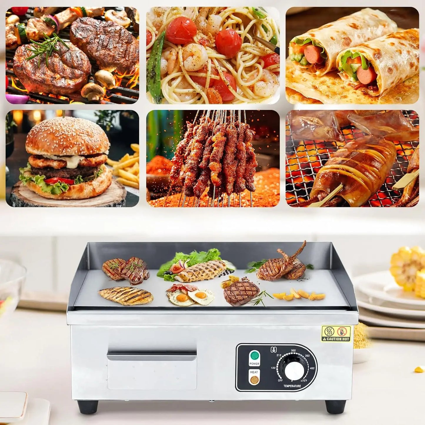Acekool Electric Grill 3000W Countertop Teppanyaki Plate 110V