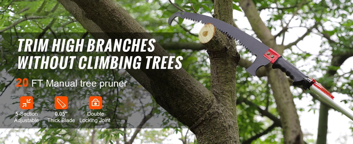 SucceBuy Telescopic Extendable Pole Saw Pruner With Aluminum Handle