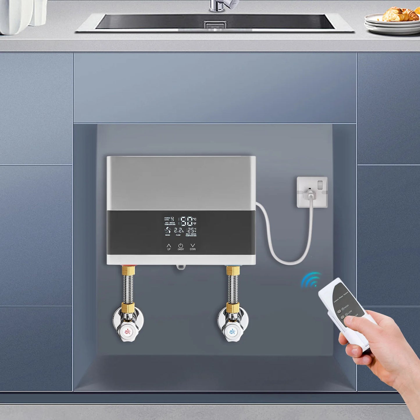 Sweetmile 110V 4000W Mini Electric Water Heater with Remote Control
