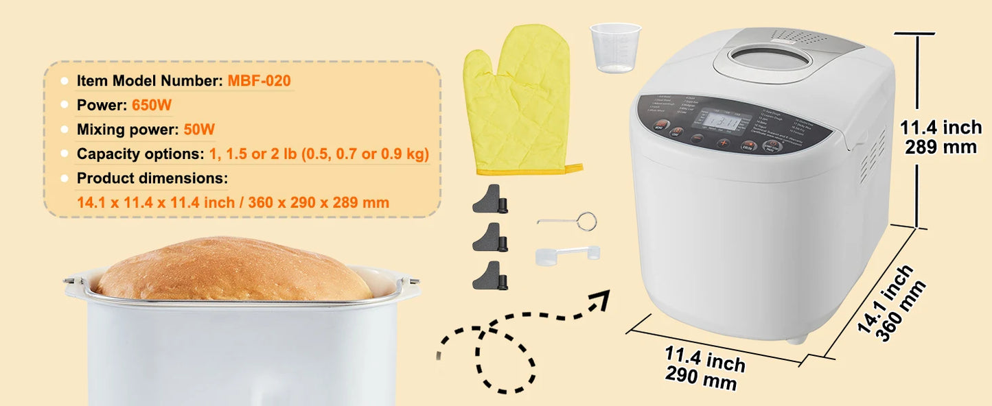 SucceBuy 15 In 1 Gluten Free Automatic Countertop Bread Maker