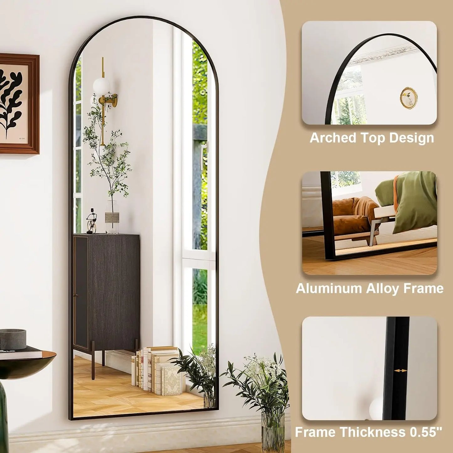HARRITPURE Aluminum Alloy Frame Living Room Mirror