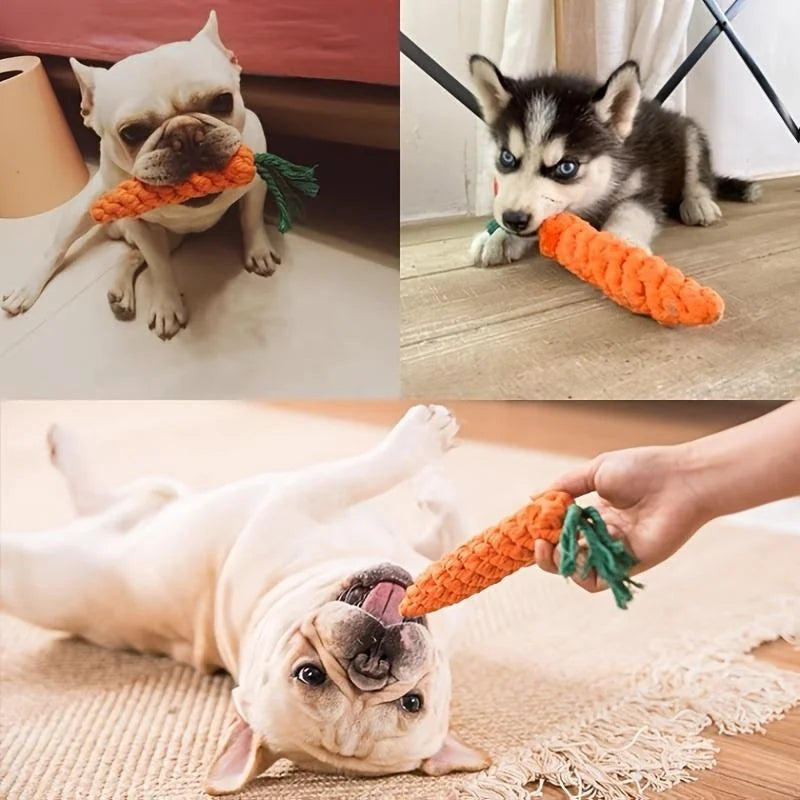 Pet Knot Carrot Shape Cotton Rope Chew Toy For Pets