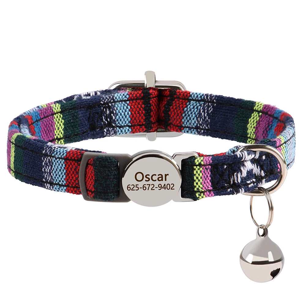 Personalized Cat And Small Dog Adjustable Collar With Engraved Name