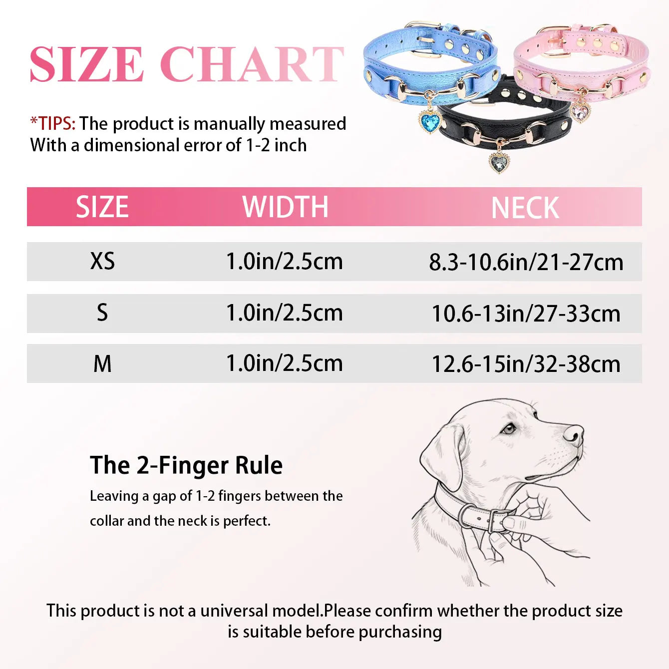 PU Leather Delicate Dog Collar Jeweled Gemstone Decoration
