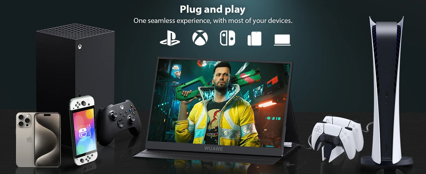 WUAWE Portable Monitor 1080p USB C HDMI HDR Travel Screen