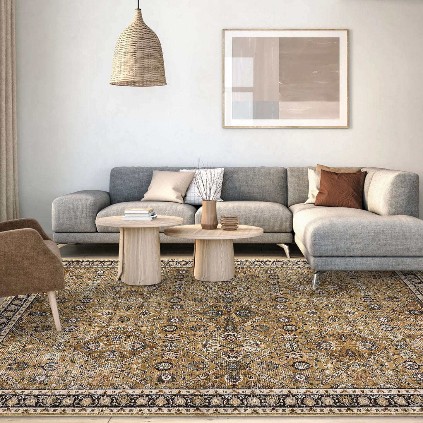 Geometric Moroccan Trellis Non Slip Washable Rug For Living Room