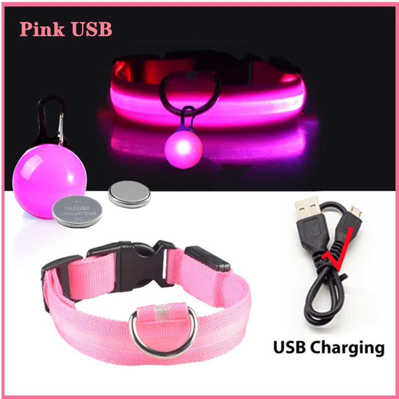 COOYOMOO USB Charging Glowing Dog Collar With Pendant LED Light