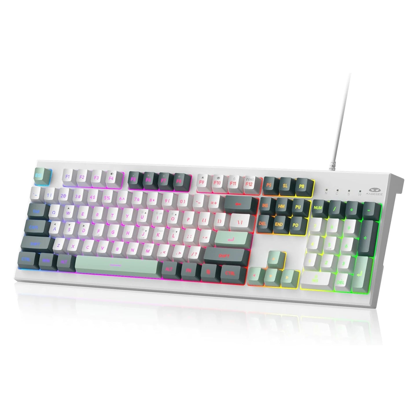 MageGee K2 Classic Keyboard Wired RGB Backlit 104 Keys