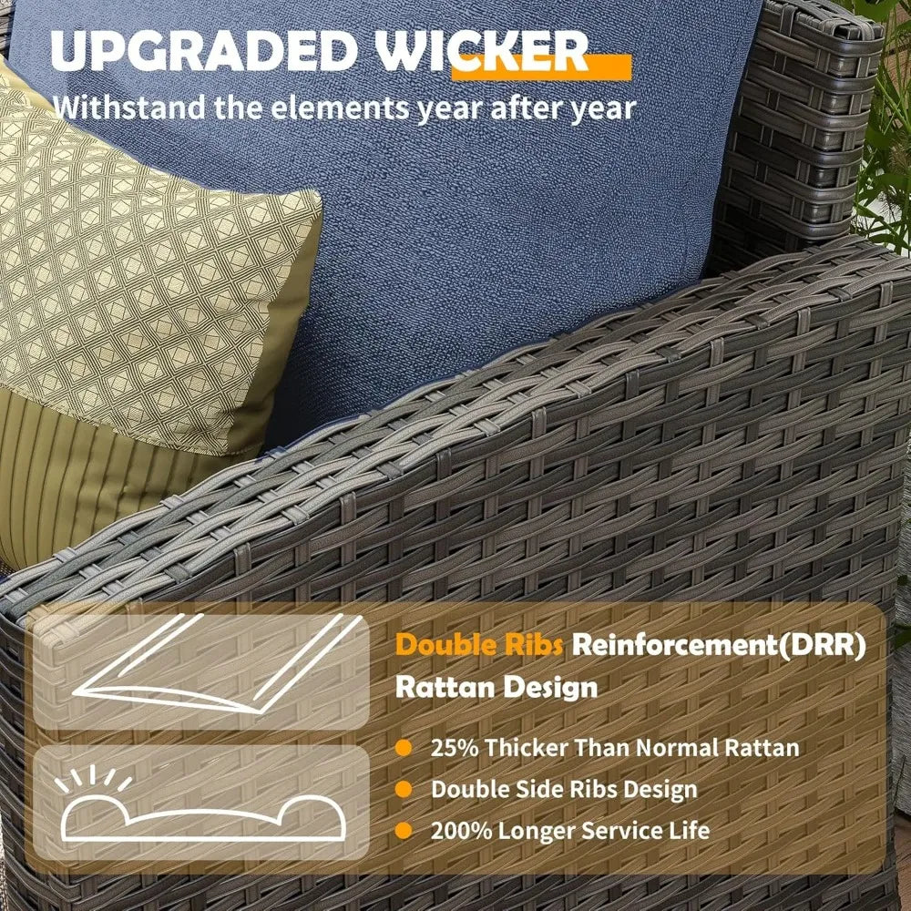 Patio Furniture Set Outdoor Sectional Sofa With Swivel Chair