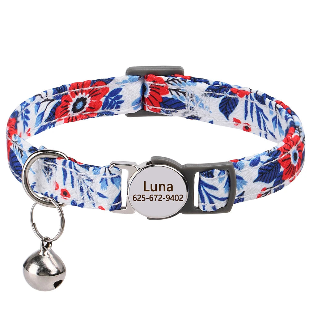 Personalized Cat And Small Dog Adjustable Collar With Engraved Name