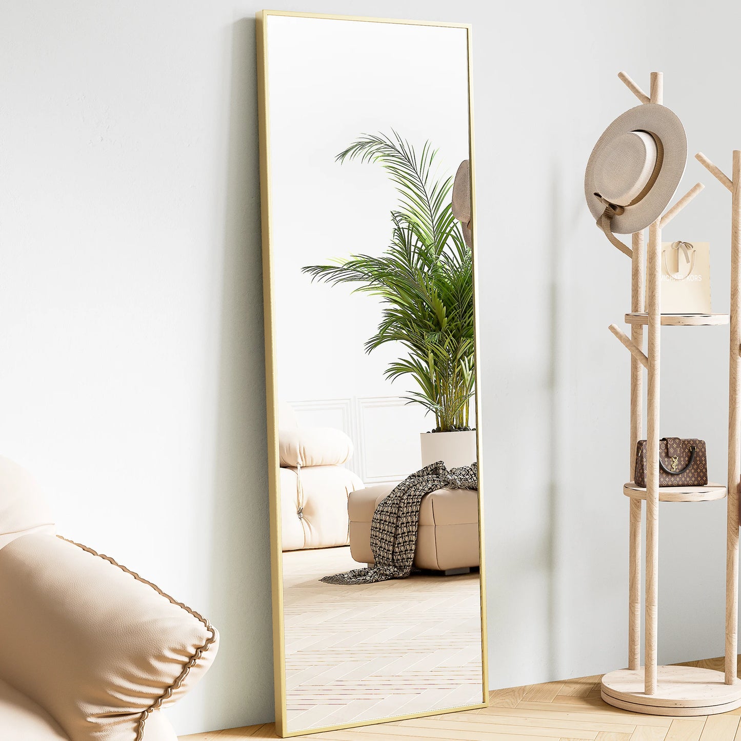 JHK Body Wall Mirror With Aluminum Frame For Living Room