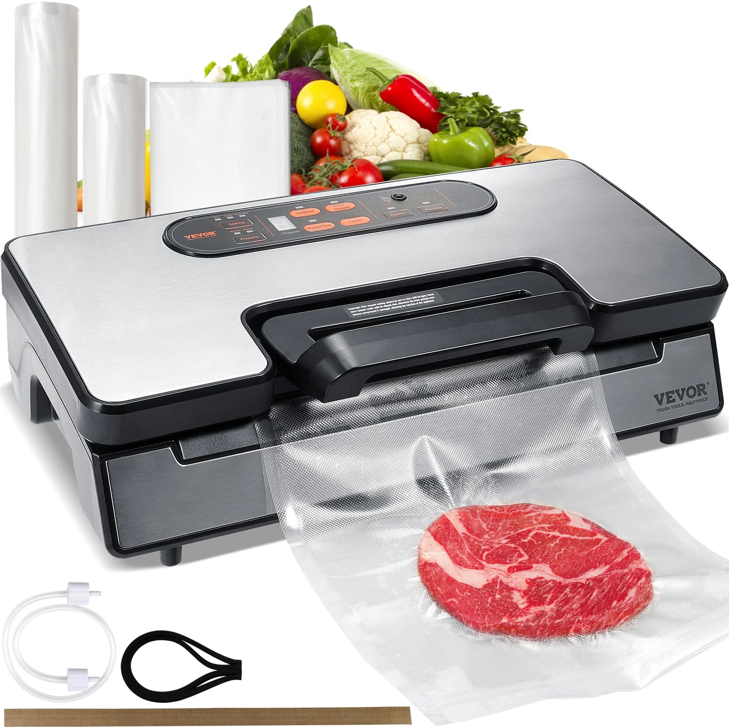 SucceBuy Vacuum Sealer 90Kpa 130W With Free Bags For Kitchen