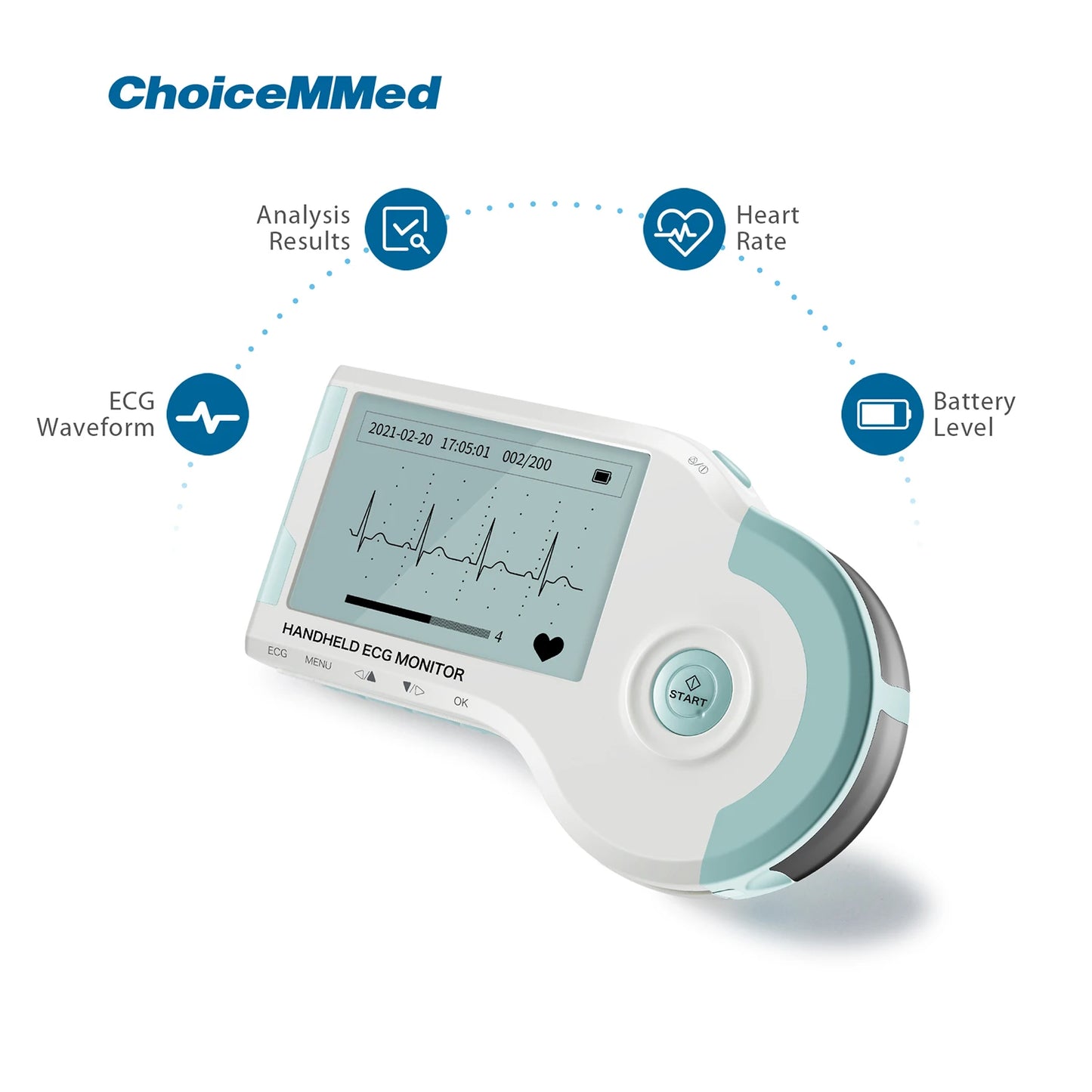 ChoiceMMed Handheld ECG Monitor Real Time Heart Rate Monitoring Electrocardiogram