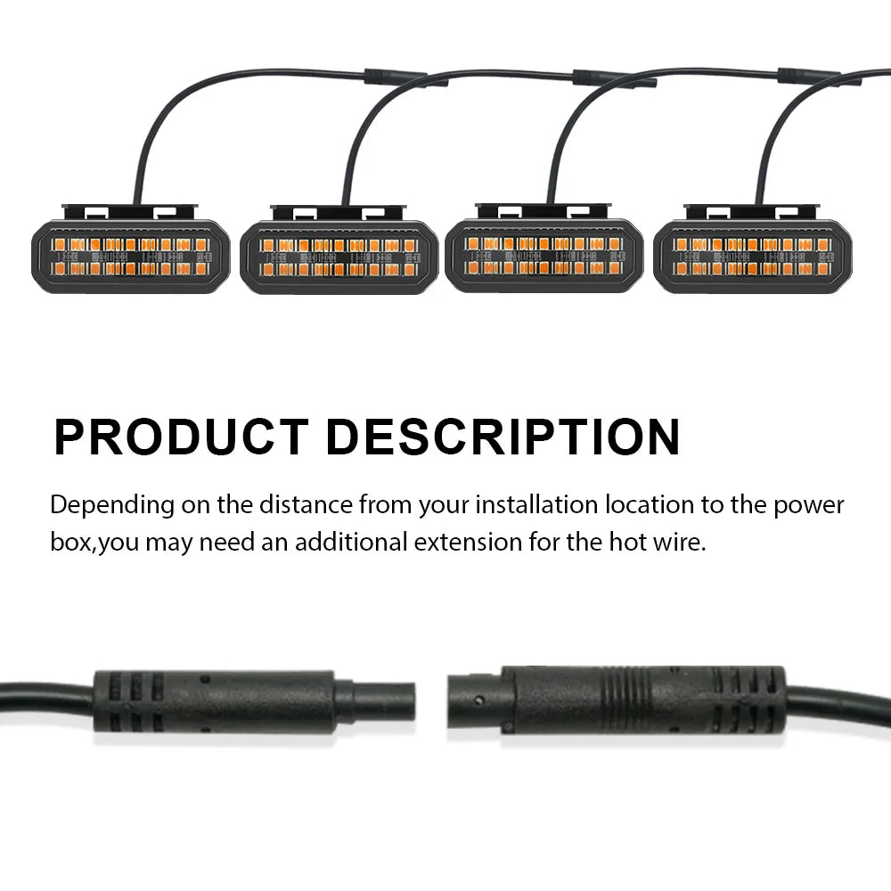4-Pack Front Grille LED Lights Clip-On With Wiring Harness