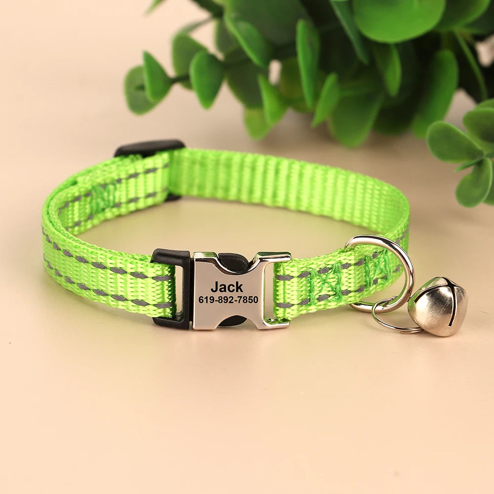 Personalized Cat And Small Dog Adjustable Collar With Engraved Name