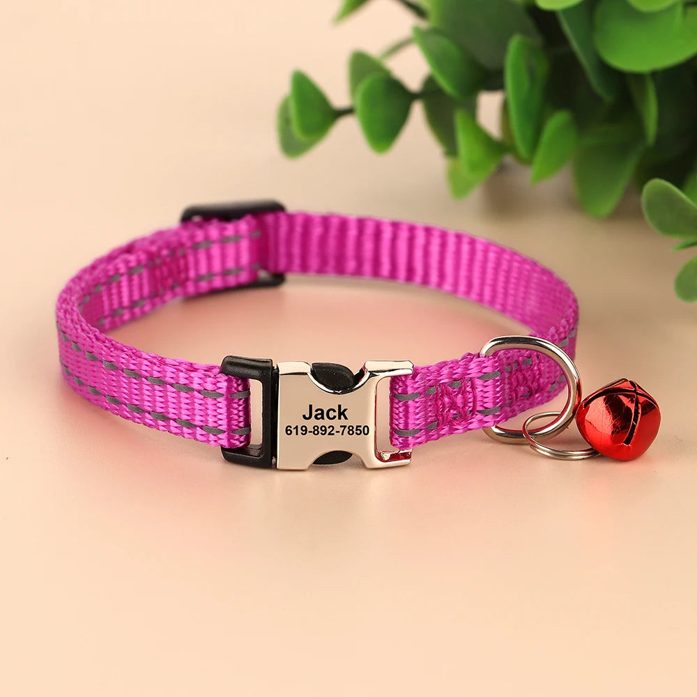 Personalized Cat And Small Dog Adjustable Collar With Engraved Name