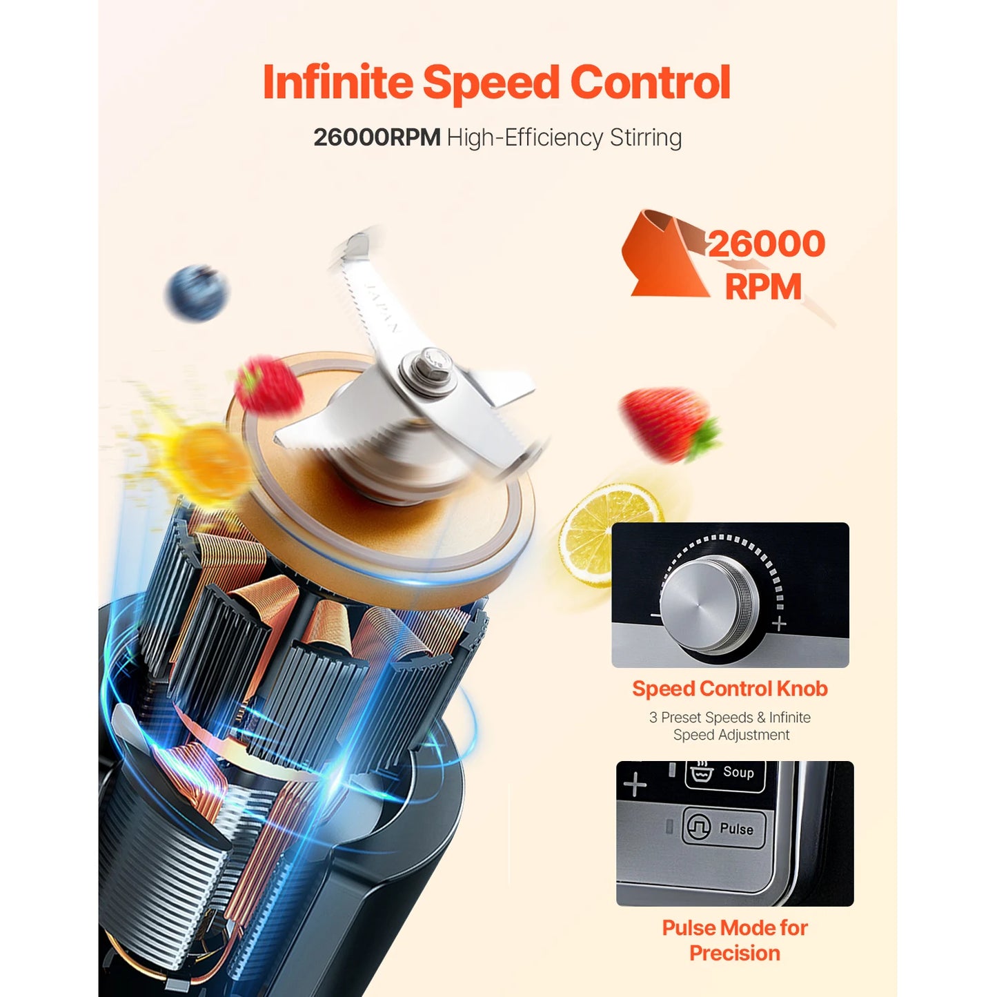 VEVOR 1400W Electric Blender For Smoothies With Noise Cover
