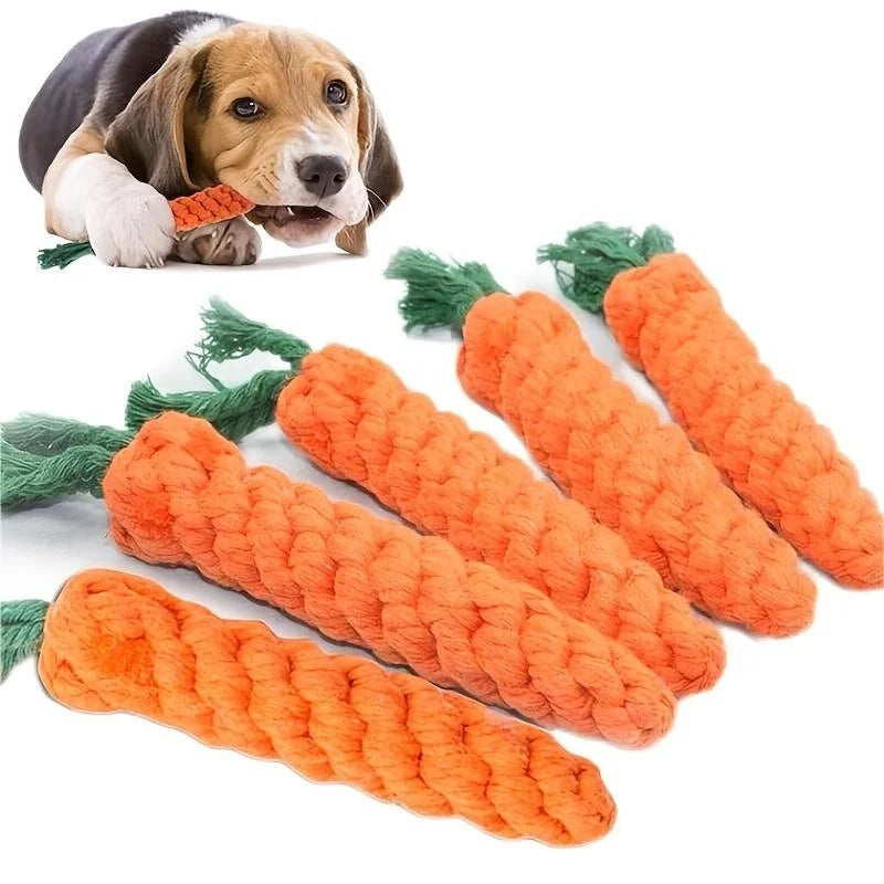 Pet Knot Carrot Shape Cotton Rope Chew Toy For Pets