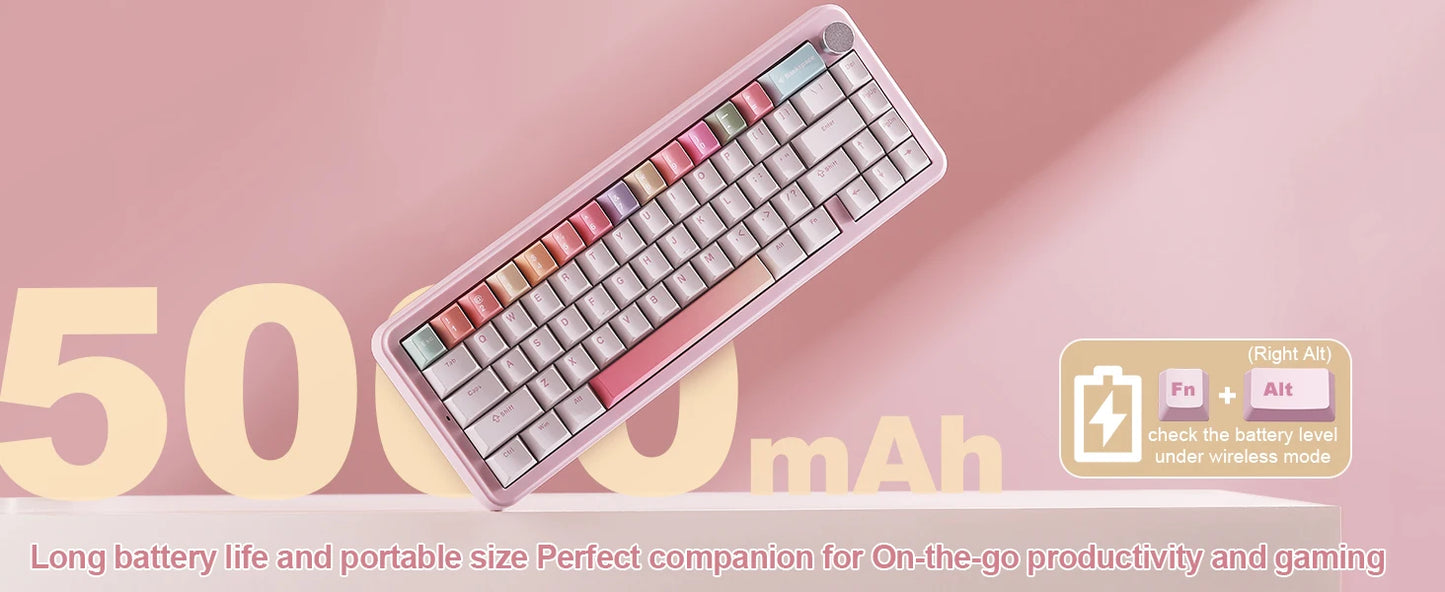YUNZII B68 Wireless Mechanical Gaming Keyboard Tri Mode Hot Swappable