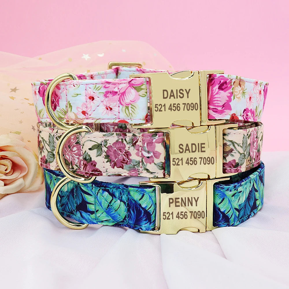 Pet Artist CN Personalized Dog Collar Leash Set Engraved Nameplate