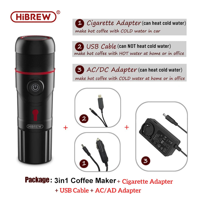HiBREW Portable DC12V Espresso Coffee Maker For Car And Home