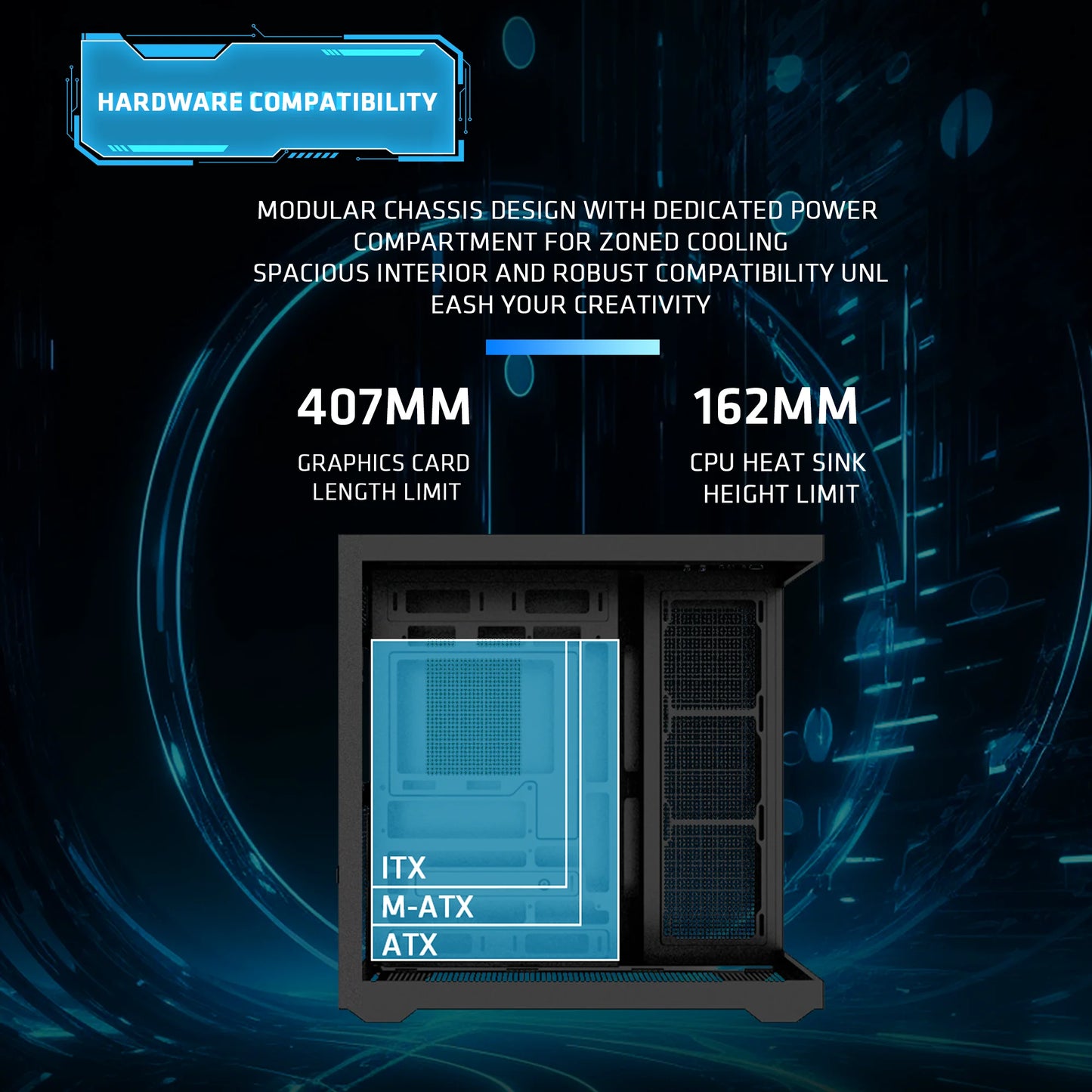 Yeah Magic Sword V 270° Column-Free Panoramic View ATX PC Case  Superior Thermal Performance Gaming And Office PC Case