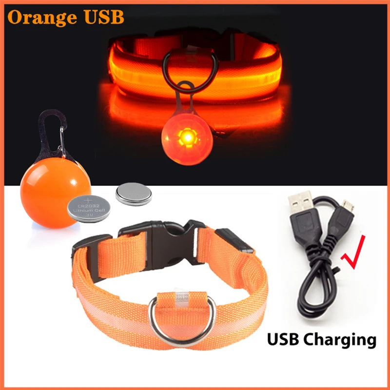 COOYOMOO USB Charging Glowing Dog Collar With Pendant LED Light