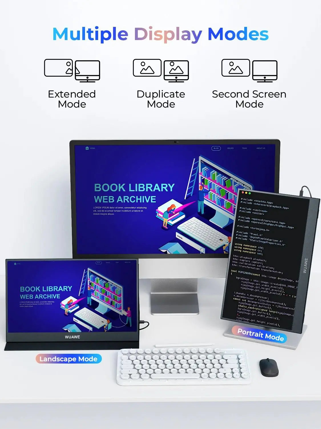 WUAWE Portable Monitor 1080p USB C HDMI HDR Travel Screen