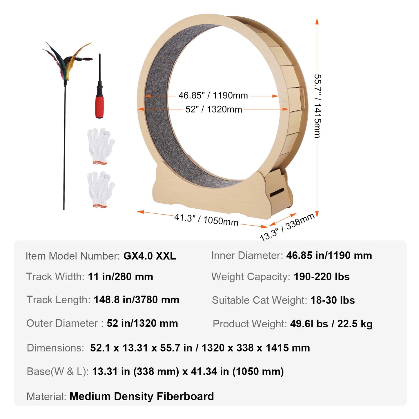 SucceBuy Wooden Cat Exercise Wheel For Indoor Cats And Training